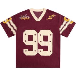 imageSOLY HUX Mens Jersey Y2k Baggy Shirts Graphic Tees Oversized V Neck Tshirts Summer TopsBurgundy Graphic