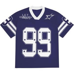 imageSOLY HUX Mens Jersey Y2k Baggy Shirts Graphic Tees Oversized V Neck Tshirts Summer TopsDark Blue