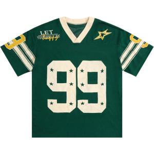 imageSOLY HUX Mens Jersey Y2k Baggy Shirts Graphic Tees Oversized V Neck Tshirts Summer TopsGreen Printed