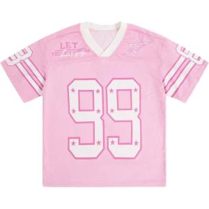 imageSOLY HUX Mens Jersey Y2k Baggy Shirts Graphic Tees Oversized V Neck Tshirts Summer TopsLight Pink Graphic