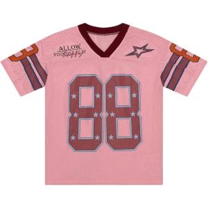 imageSOLY HUX Mens Jersey Y2k Baggy Shirts Graphic Tees Oversized V Neck Tshirts Summer TopsPink Graphic