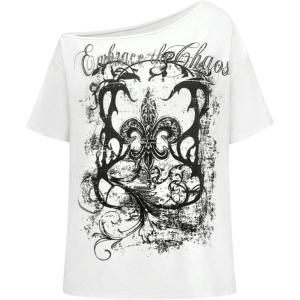 imageSOLY HUX Womens Off The Shoulder Tops Graphic Tees Y2k Vintage Gothic Oversized T Shirts StreetwearWhite Graphic