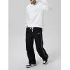 imageSOLY HUX Mens Parachute Pants Y2k Baggy Sweatpants Wide Leg Drawstring Waist Casual Pants StreetwearBlack Letter