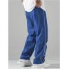 imageSOLY HUX Mens Parachute Pants Y2k Baggy Sweatpants Wide Leg Drawstring Waist Casual Pants StreetwearBlue Letter