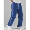 imageSOLY HUX Mens Parachute Pants Y2k Baggy Sweatpants Wide Leg Drawstring Waist Casual Pants StreetwearBlue Letter