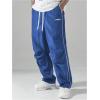 imageSOLY HUX Mens Parachute Pants Y2k Baggy Sweatpants Wide Leg Drawstring Waist Casual Pants StreetwearBlue Letter
