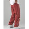 imageSOLY HUX Mens Parachute Pants Y2k Baggy Sweatpants Wide Leg Drawstring Waist Casual Pants StreetwearBurgundy Letter