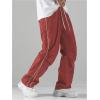 imageSOLY HUX Mens Parachute Pants Y2k Baggy Sweatpants Wide Leg Drawstring Waist Casual Pants StreetwearBurgundy Letter