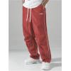 imageSOLY HUX Mens Parachute Pants Y2k Baggy Sweatpants Wide Leg Drawstring Waist Casual Pants StreetwearBurgundy Letter
