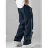 imageSOLY HUX Mens Parachute Pants Y2k Baggy Sweatpants Wide Leg Drawstring Waist Casual Pants StreetwearDark Blue