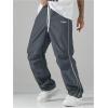 imageSOLY HUX Mens Parachute Pants Y2k Baggy Sweatpants Wide Leg Drawstring Waist Casual Pants StreetwearDark Grey
