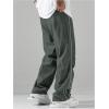 imageSOLY HUX Mens Parachute Pants Y2k Baggy Sweatpants Wide Leg Drawstring Waist Casual Pants StreetwearDark Grey Letter