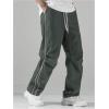 imageSOLY HUX Mens Parachute Pants Y2k Baggy Sweatpants Wide Leg Drawstring Waist Casual Pants StreetwearDark Grey Letter