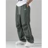 imageSOLY HUX Mens Parachute Pants Y2k Baggy Sweatpants Wide Leg Drawstring Waist Casual Pants StreetwearDark Grey Letter
