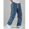 imageSOLY HUX Mens Parachute Pants Y2k Baggy Sweatpants Wide Leg Drawstring Waist Casual Pants StreetwearDusty Blue