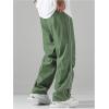 imageSOLY HUX Mens Parachute Pants Y2k Baggy Sweatpants Wide Leg Drawstring Waist Casual Pants StreetwearGreen Letter