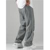 imageSOLY HUX Mens Parachute Pants Y2k Baggy Sweatpants Wide Leg Drawstring Waist Casual Pants StreetwearGrey Letter