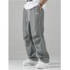 imageSOLY HUX Mens Parachute Pants Y2k Baggy Sweatpants Wide Leg Drawstring Waist Casual Pants StreetwearGrey Letter