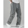 imageSOLY HUX Mens Parachute Pants Y2k Baggy Sweatpants Wide Leg Drawstring Waist Casual Pants StreetwearGrey Letter