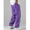 imageSOLY HUX Mens Parachute Pants Y2k Baggy Sweatpants Wide Leg Drawstring Waist Casual Pants StreetwearPurple Letter