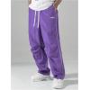 imageSOLY HUX Mens Parachute Pants Y2k Baggy Sweatpants Wide Leg Drawstring Waist Casual Pants StreetwearPurple Letter