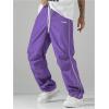imageSOLY HUX Mens Parachute Pants Y2k Baggy Sweatpants Wide Leg Drawstring Waist Casual Pants StreetwearPurple Letter