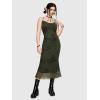 imageSOLY HUX Womens Floral Print Bodycon Cami Dress Cowl Neck Spaghetti Strap Summer Long DressesArmy Green Floral