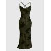 imageSOLY HUX Womens Floral Print Bodycon Cami Dress Cowl Neck Spaghetti Strap Summer Long DressesArmy Green Floral