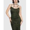 imageSOLY HUX Womens Floral Print Bodycon Cami Dress Cowl Neck Spaghetti Strap Summer Long DressesArmy Green Floral