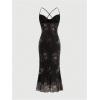 imageSOLY HUX Womens Floral Print Bodycon Cami Dress Cowl Neck Spaghetti Strap Summer Long DressesBlack Floral