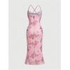imageSOLY HUX Womens Floral Print Bodycon Cami Dress Cowl Neck Spaghetti Strap Summer Long DressesPink Floral