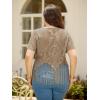 imageSOLY HUX Womens Plus Size Sheer Lace Fringe Hem Short Sleeve Tee T Shirt TopsPure Khaki
