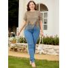 imageSOLY HUX Womens Plus Size Sheer Lace Fringe Hem Short Sleeve Tee T Shirt TopsPure Khaki