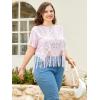 imageSOLY HUX Womens Plus Size Sheer Lace Fringe Hem Short Sleeve Tee T Shirt TopsPure Light Pink