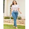 imageSOLY HUX Womens Plus Size Sheer Lace Fringe Hem Short Sleeve Tee T Shirt TopsPure Light Pink