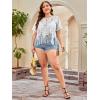 imageSOLY HUX Womens Plus Size Sheer Lace Fringe Hem Short Sleeve Tee T Shirt TopsSolid White