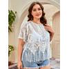 imageSOLY HUX Womens Plus Size Sheer Lace Fringe Hem Short Sleeve Tee T Shirt TopsSolid White