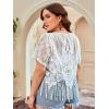 imageSOLY HUX Womens Plus Size Sheer Lace Fringe Hem Short Sleeve Tee T Shirt TopsSolid White