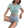 imageSOLY HUX Womens Summer Crop Top Short Sleeve T Shirt Cute TeePlain Mint Green