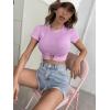 imageSOLY HUX Womens Summer Crop Top Short Sleeve T Shirt Cute TeeSolid Mauve Purple