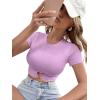 imageSOLY HUX Womens Summer Crop Top Short Sleeve T Shirt Cute TeeSolid Mauve Purple