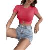 imageSOLY HUX Womens Summer Crop Top Short Sleeve T Shirt Cute TeeSolid Red