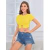 imageSOLY HUX Womens Summer Crop Top Short Sleeve T Shirt Cute TeeSolid Yellow