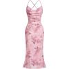 imageSOLY HUX Womens Floral Print Bodycon Cami Dress Cowl Neck Spaghetti Strap Summer Long DressesPink Floral