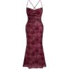 imageSOLY HUX Womens Floral Print Bodycon Cami Dress Cowl Neck Spaghetti Strap Summer Long DressesRed Floral