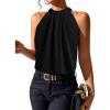 imageSOLY HUX Womens Halter Tops Tank Top Summer Casual Sleeveless Tunic BlousesSolid Black