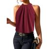imageSOLY HUX Womens Halter Tops Tank Top Summer Casual Sleeveless Tunic BlousesSolid Burgundy