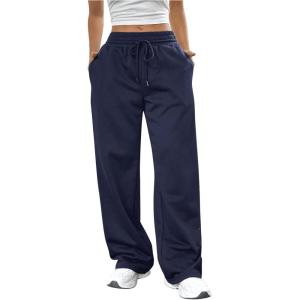 imageSOLY HUX Girls Straight Wide Leg Sweatpants Casual High Waisted Baggy Joggers Track PantsDark Blue