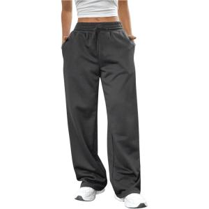 imageSOLY HUX Girls Straight Wide Leg Sweatpants Casual High Waisted Baggy Joggers Track PantsDark Grey