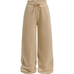 imageSOLY HUX Girls Straight Wide Leg Sweatpants Casual High Waisted Baggy Joggers Track PantsPlain Apricot